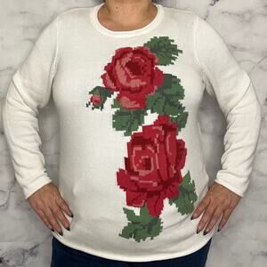 Coldwater Creek Vintage Rose Knitted Sweater